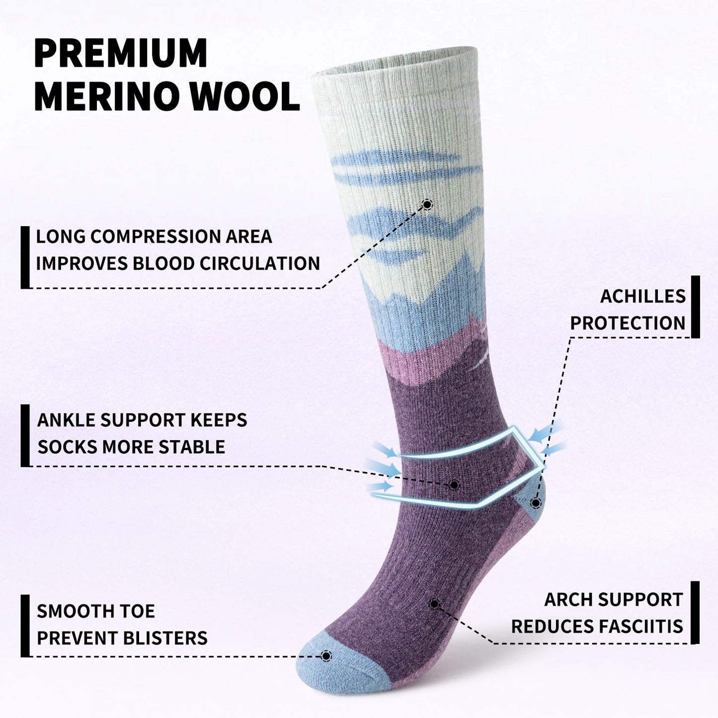 The 3 Pairs Wool Ski Socks (2 color options)